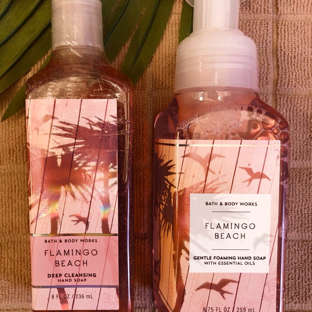 🌴🦩BBW vintage retired rare Flamingo Beach hand soaps bundle of 2 - Picture 3 of 4